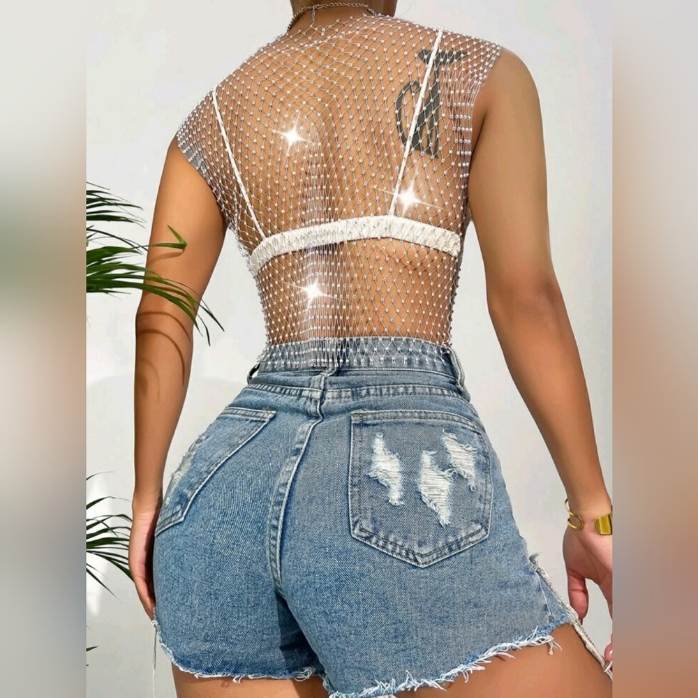 Akira Rhinestone Mesh Top - Picture 5 of 12